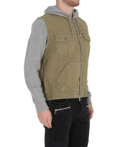 Balmain Contrast Panel Hooded Jacket In Multi
