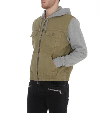 Balmain Contrast Panel Hooded Jacket In Multi