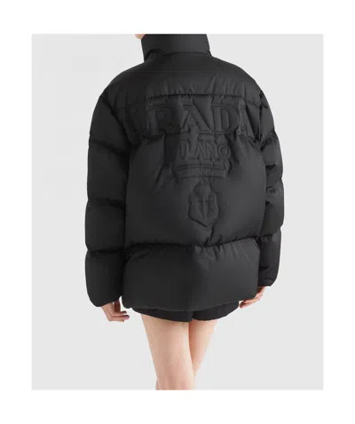 Prada Oversized Re-nylon Down Jacket In Black