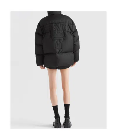 Prada Oversized Re-nylon Down Jacket In Black