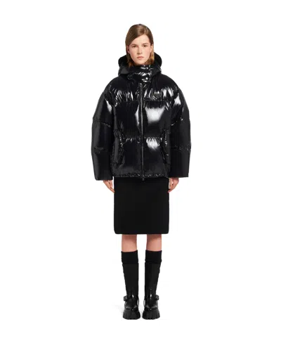 Prada Shiny Nylon Down Jacket In Black