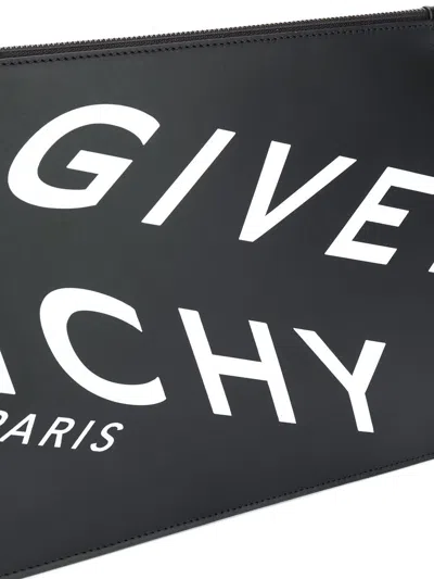 Givenchy Split Logo Print Clutch In Black