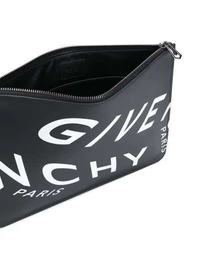 Givenchy Split Logo Print Clutch In Black