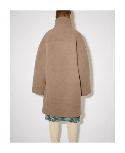 Acne Studios Funnel-neck Single-breasted Coat In Multi