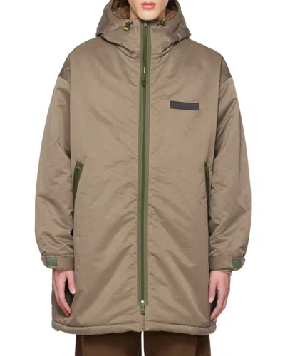 Acne Studios Shearling-lined Hooded Coat In Multi