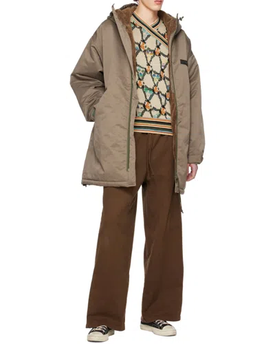 Acne Studios Shearling-lined Hooded Coat In Multi