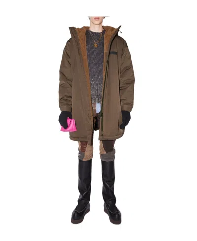 Acne Studios Shearling-lined Hooded Coat In Multi