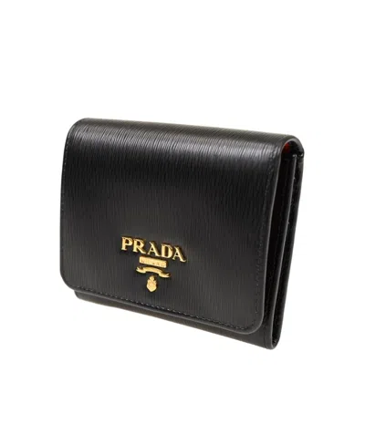 Prada Logo Short Wallet In Black
