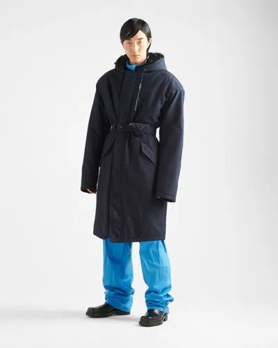 Prada Technical Canvas Raincoat In Blue