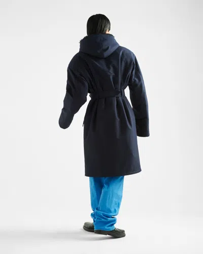 Prada Technical Canvas Raincoat In Blue