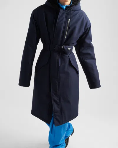 Prada Technical Canvas Raincoat In Blue