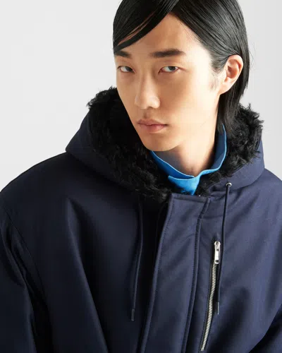 Prada Technical Canvas Raincoat In Blue