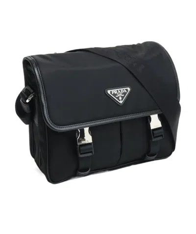 Prada Logo Shoulder Bag In Black