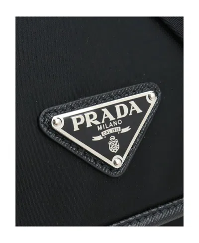 Prada Logo Shoulder Bag In Black