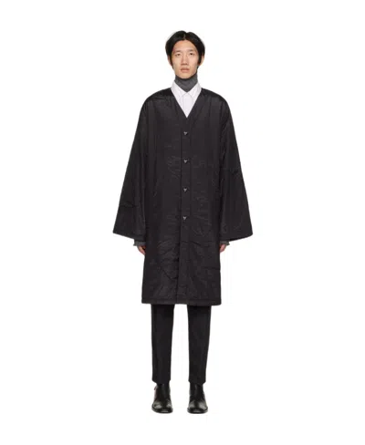 Acne Studios V-neck Long-sleeved Quilted Cotton Suit In Black