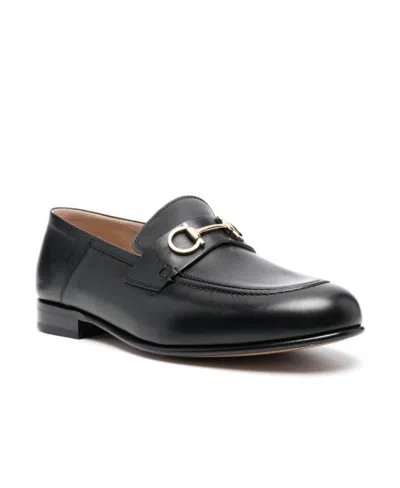 Ferragamo Gancini Ornament Mule Loafers In Black