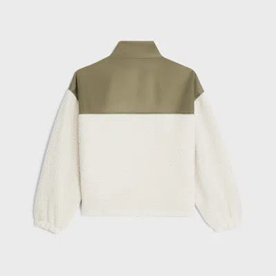 Celine Half-zip Pullover In Cashmere Shearling In White