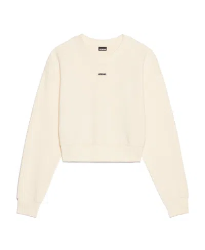 Jacquemus Logo Patch Cropped Sweatshirt In Neutral