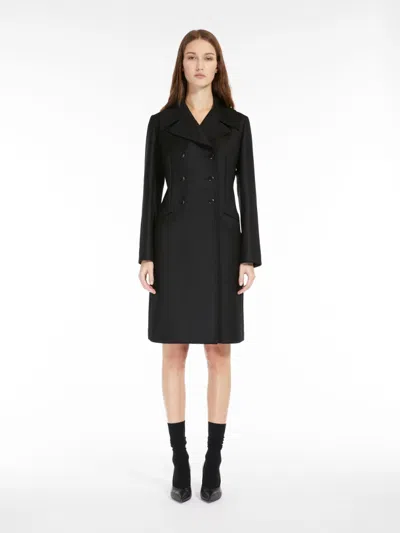 Max Mara Double-breasted Wool Blend Coat In Black