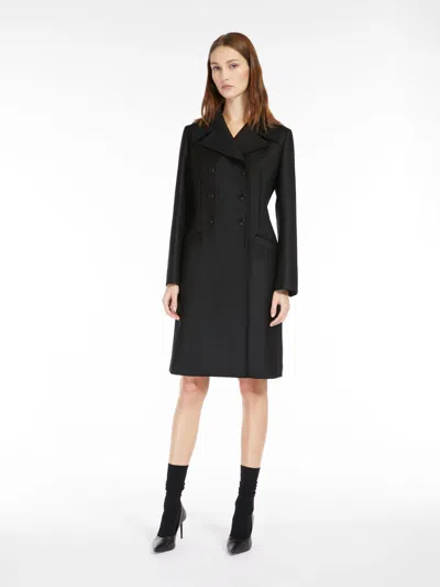 Max Mara Double-breasted Wool Blend Coat In Black
