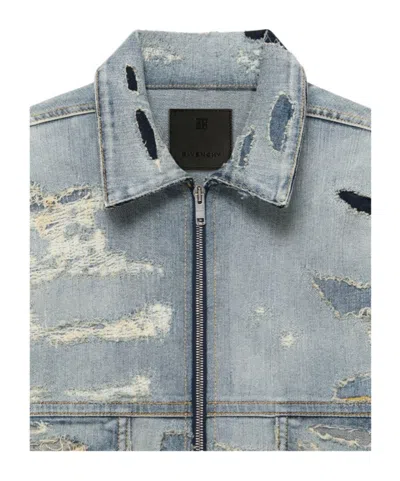 Givenchy Oversized Jacket In Rip And Repair Denim In Blue