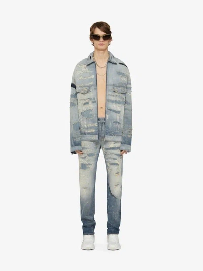Givenchy Oversized Jacket In Rip And Repair Denim In Blue