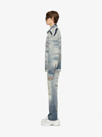 Givenchy Oversized Jacket In Rip And Repair Denim In Blue
