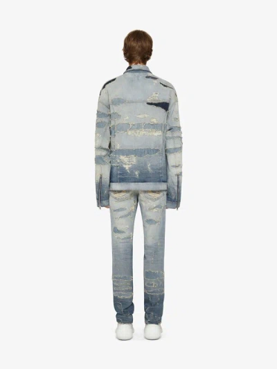 Givenchy Oversized Jacket In Rip And Repair Denim In Blue