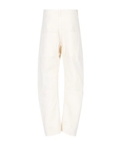 Nili Lotan Shon Cotton And Linen-blend Twill Tapered Pants In White