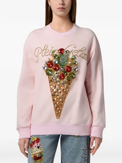 Philipp Plein Washed Sweatshirt Gelato Women In Pink