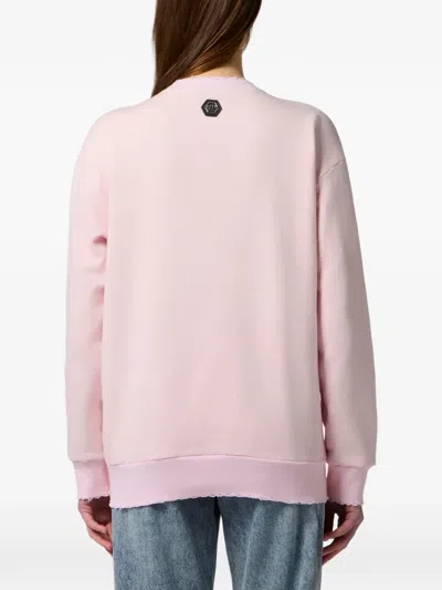 Philipp Plein Washed Sweatshirt Gelato Women In Pink