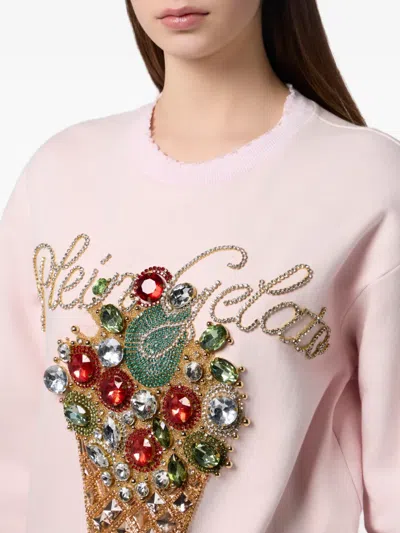 Philipp Plein Washed Sweatshirt Gelato Women In Pink
