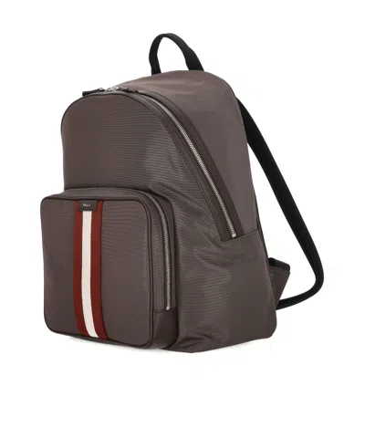 Bally Code Stripe-detail Backpack In Brown