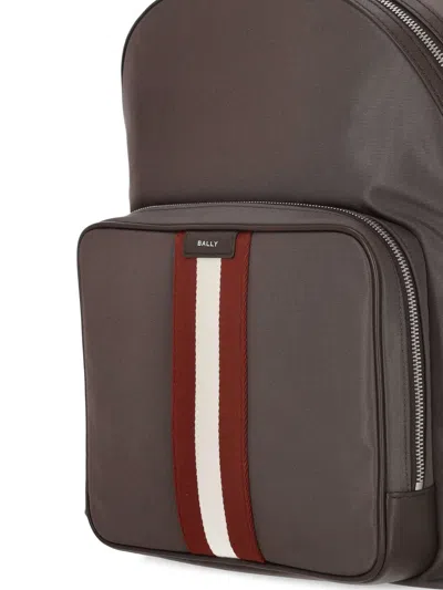 Bally Code Stripe-detail Backpack In Brown