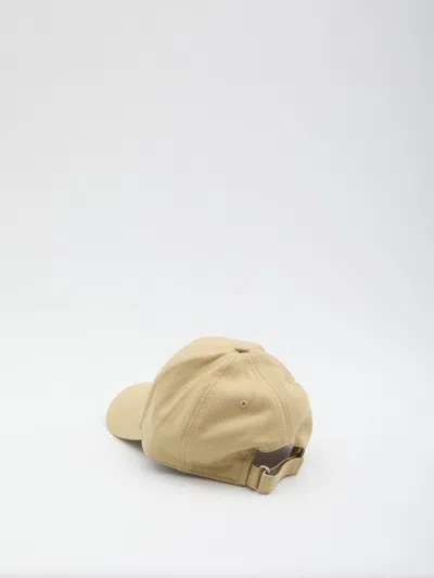 Moncler Beige Baseball Cap With Embroidered Logo In Brown