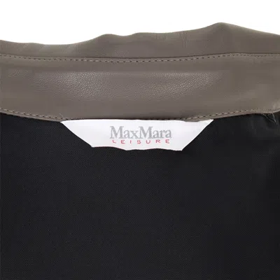 Max Mara Collared Long-sleeved Leather Jacket In Brown