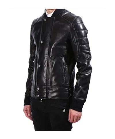 Balmain Leather Jacket In Black