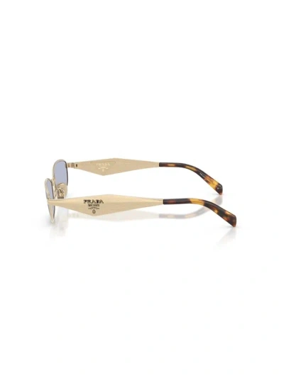 Prada Rectangular Gold-tone Metal Frame Sunglasses With Tortoiseshell Temples In Gold