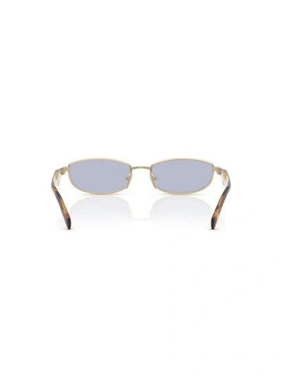 Prada Rectangular Gold-tone Metal Frame Sunglasses With Tortoiseshell Temples In Gold