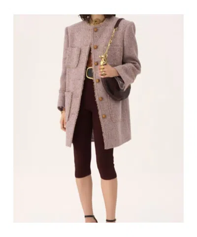Chloé Button Patch Pocket Coat In Pink
