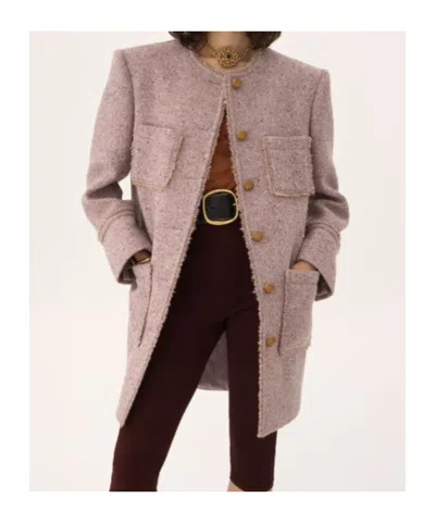Chloé Button Patch Pocket Coat In Pink