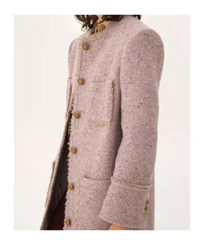 Chloé Button Patch Pocket Coat In Pink