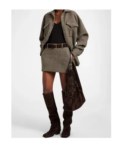Ermanno Scervino Herringbone-pattern Flap-pocket Shirt In Brown