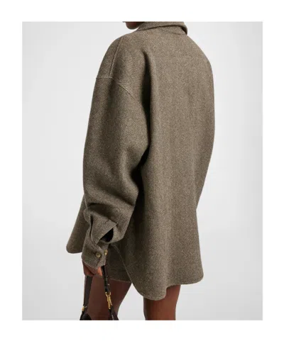 Ermanno Scervino Herringbone-pattern Flap-pocket Shirt In Brown