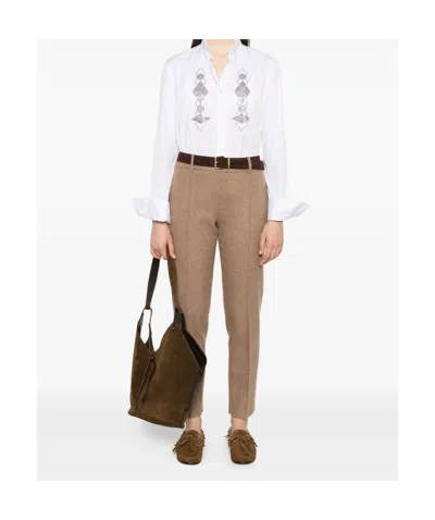 Ermanno Scervino Wool Polyamide Elastane Pants In Brown