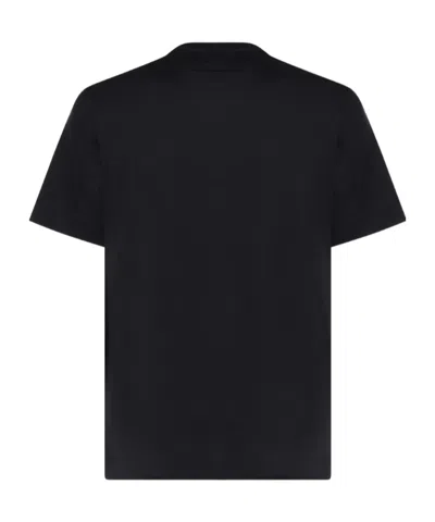 Zegna Navy Blue Piquet Cotton T-shirt In Black