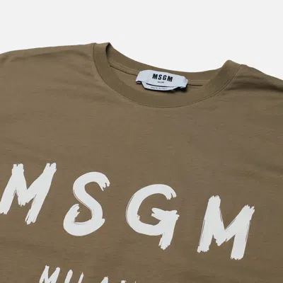 Msgm Long-sleeved T-shirt In Brown