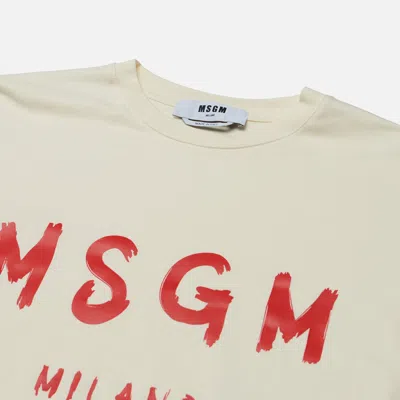 Msgm Long-sleeved T-shirt In Neutral