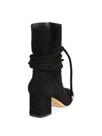 Shop Alexandre Birman Betsy Suede Wraparound Tie Block Heel Booties In Black