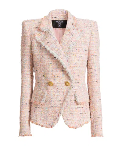 Balmain Tweed Jacket With 2 Buttons In Pink